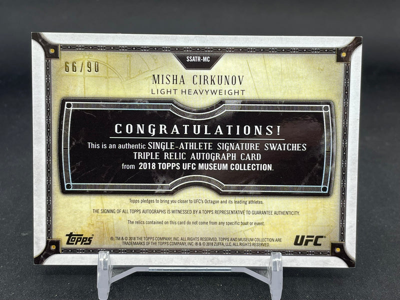 2018 TOPPS UFC MUSEUM COLLECTION - M. CIRKUNOV - #SSATR-MC - #'D/90 - TRIPLE RELIC - AUTOGRAPH
