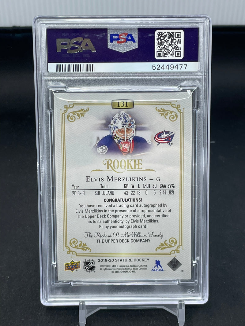 2019 UPPER DECK STATURE - GREEN AUTOGRAPH - E. MERZLIKINS - #131 - #'D/85 - AUTOGRAPH - PSA 8 - RC