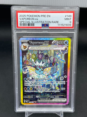 POKEMON - PRISMATIC EVOLUTION - VAPOREON EX - SPECIAL ILLISTRATION RARE - #149 - PSA 9