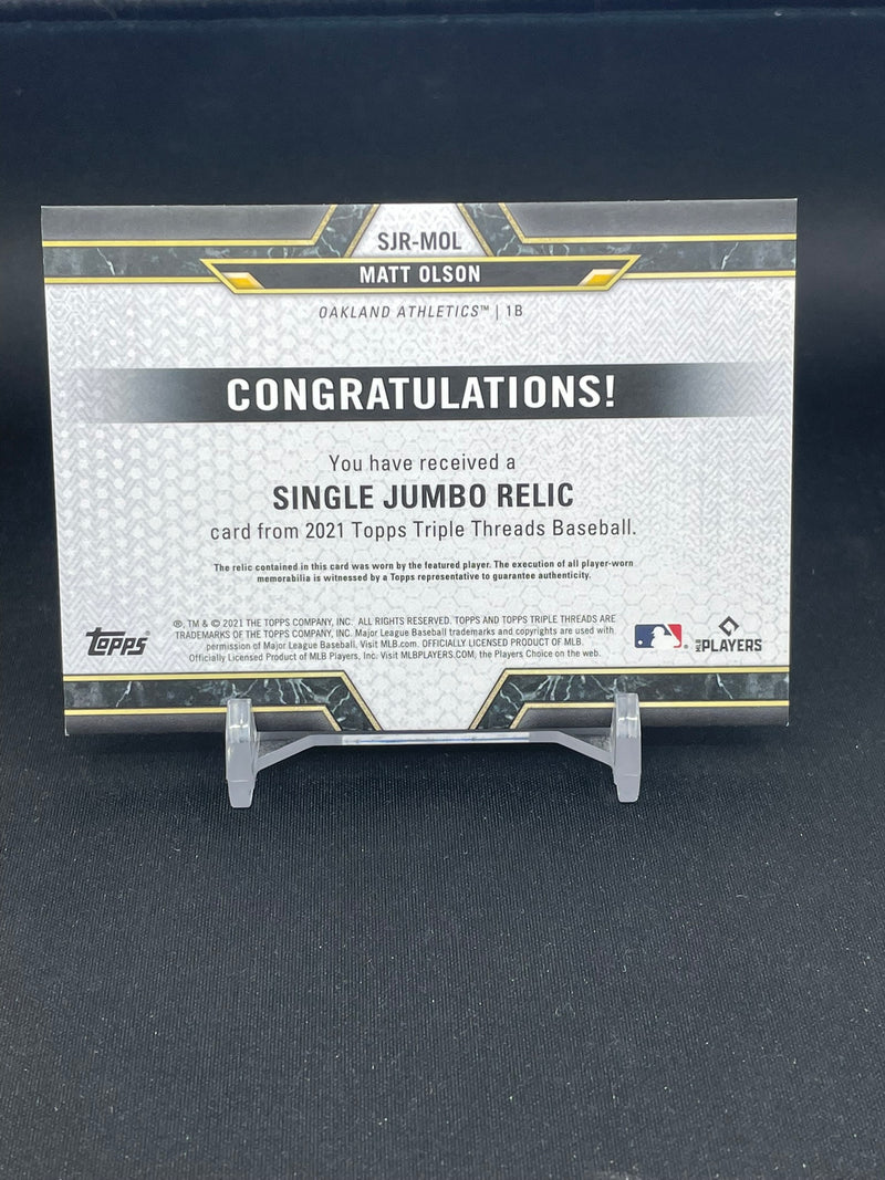 2021 TOPPS TRIPLE THEADS - SINGLE JUMBO RELIC - M. OLSON - #SJR-MOL - #'D/48 - RELIC