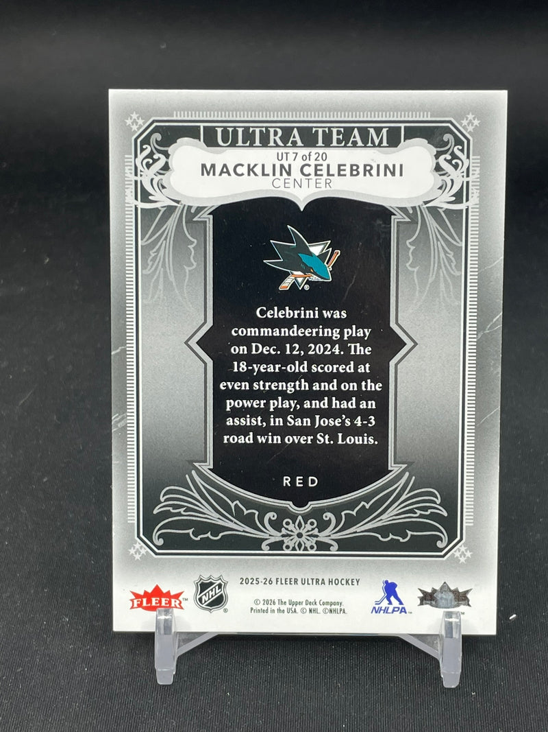 2025 UPPER DECK FLEER ULTRA - RED - ULTRA TEAM - M. CELEBRINI - #UT7 - #'D/99