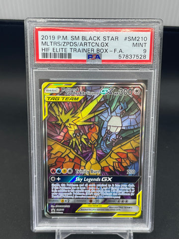 POKEMON - HIDDEN FATES PROMO - MOLTRES & ZAPDOS & ARTICUNO GX - FULL ART - #SM210 - PSA 9