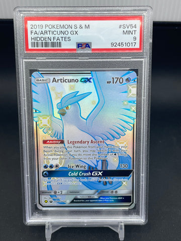 POKEMON - HIDDEN FATES - ARTICUNO GX - FULL ART - #SV54 - PSA 9