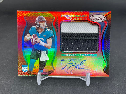 2021 PANINI CERTIFIED - RED - FRESHMAN FABRICS - T. LAWRENCE - #201 - #'D/30 - RELIC - AUTOGRAPH - RC