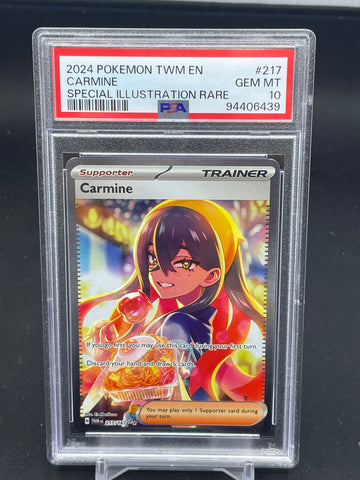 POKEMON - TWILIGHT MASQUERADE - CARMINE - SPECIAL ILLUSTRATION RARE - #217 - PSA 10