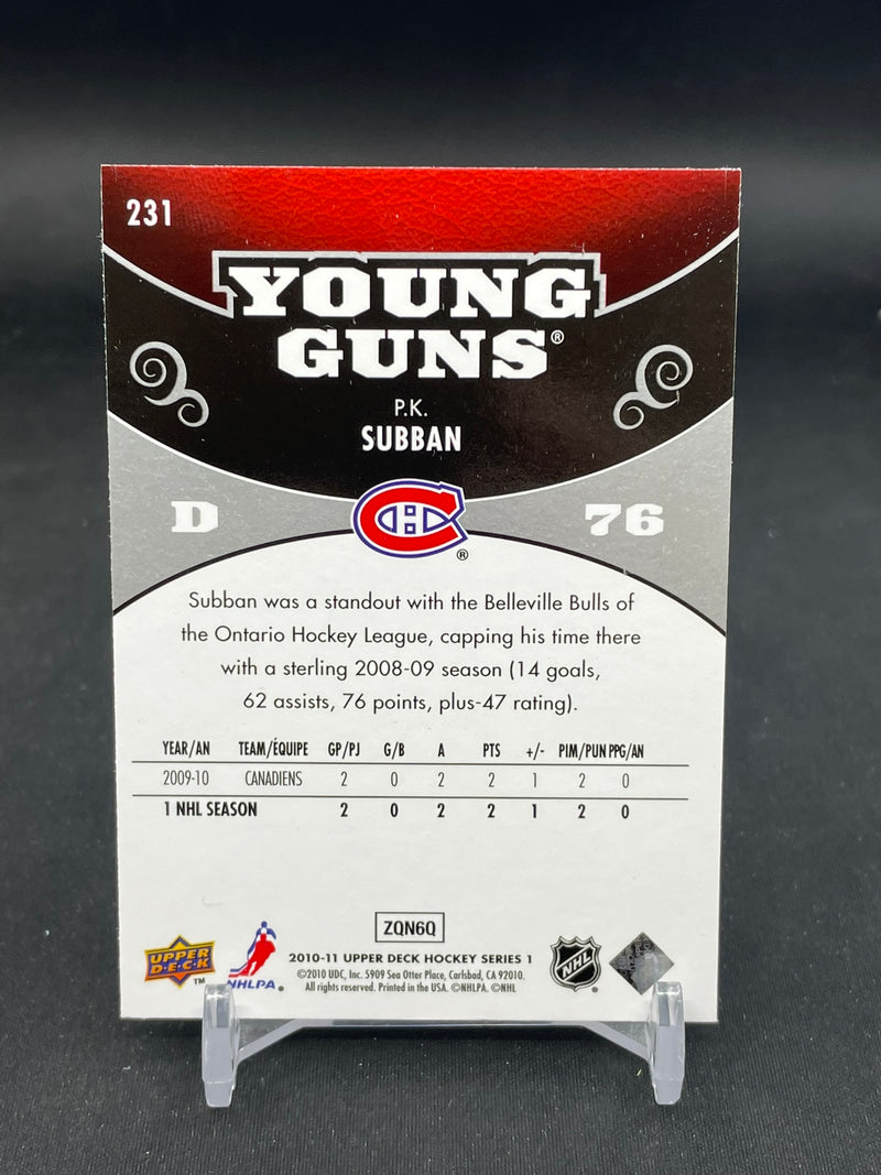 2010 UPPER DECK SERIES ONE - YOUNG GUNS - P. SUBBAN -