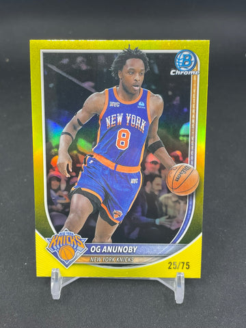 2025 TOPPS BOWMAN CHROME - YELLOW REFRACTOR - O. ANUNOBY - #BCV-63 - #'D/75