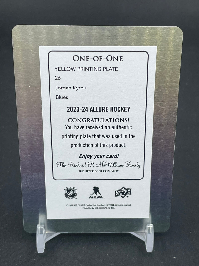 2023 UPPER DECK ALLURE - YELLOW PRINTING PLATE - J. KYROU -
