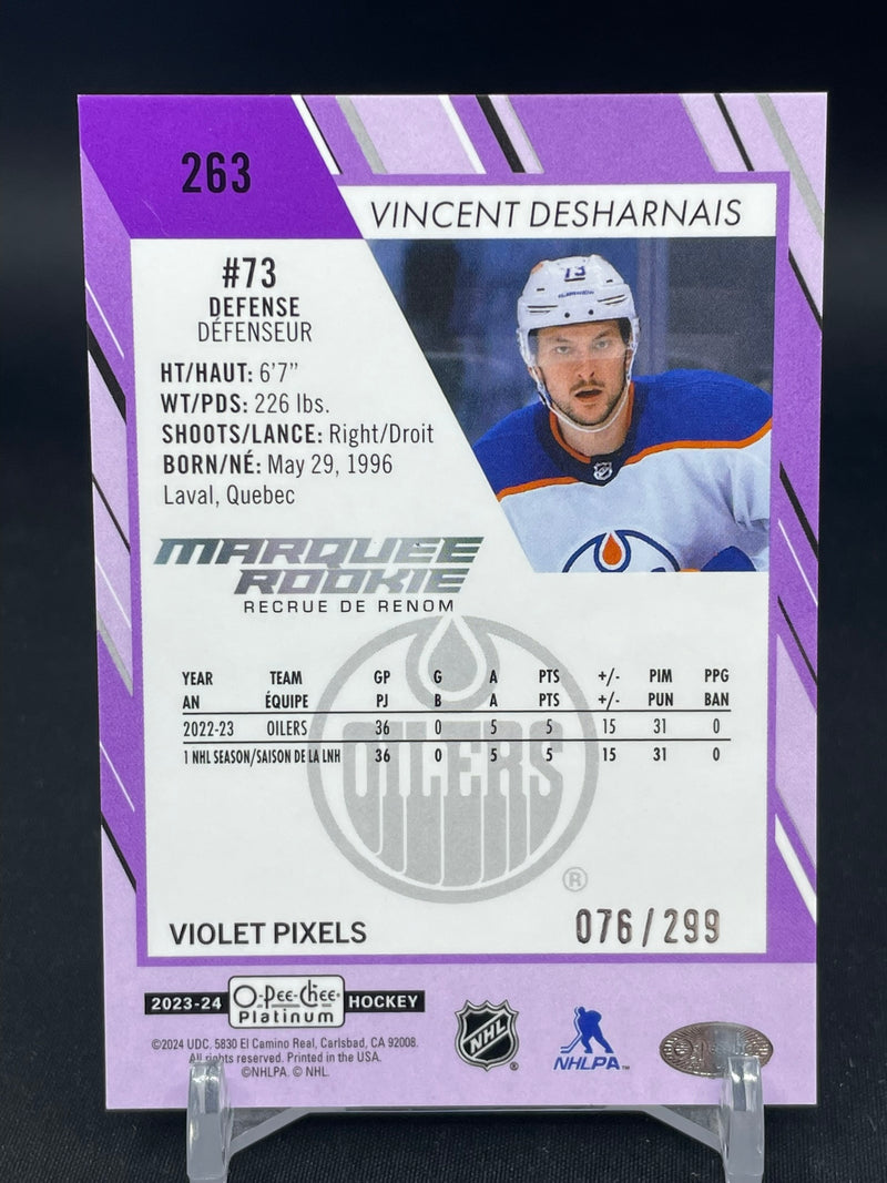 2023 UPPER DECK O-PEE-CHEE PLATINUM - VIOLET PIXELS - MARQUEE ROOKIE - V. DESHARNAIS - #263 - #'D/299 - RC