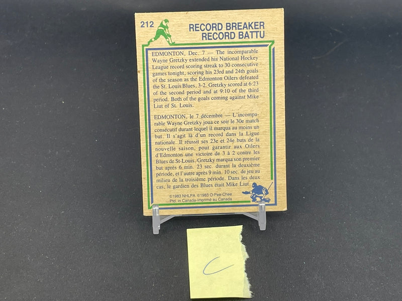 1983 O-PEE-CHEE - RECORD BREAKERS - W. GRETZKY -