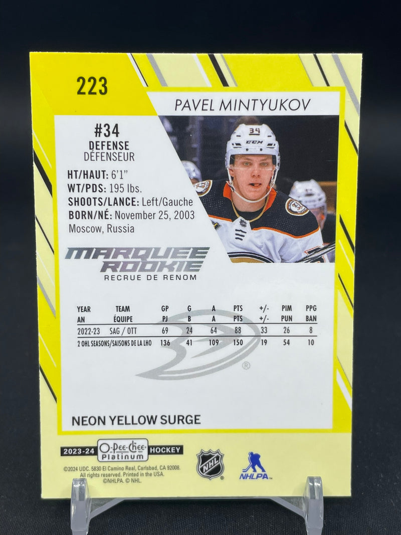 2023 UPPER DECK O-PEE-CHEE PLATINUM - NEON YELLOW SURGE - MARQUEE ROOKIE - P. MINTYUKOV -