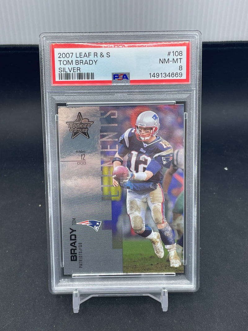 2007 LEAF ROOKIES & STARS - SILVER - T. BRADY - #108 - #'D/199 - PSA 8