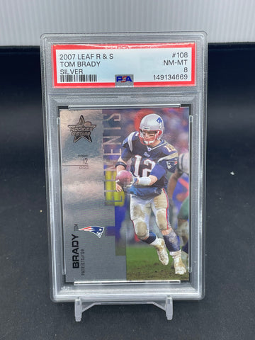 2007 LEAF ROOKIES & STARS - SILVER - T. BRADY - #108 - #'D/199 - PSA 8