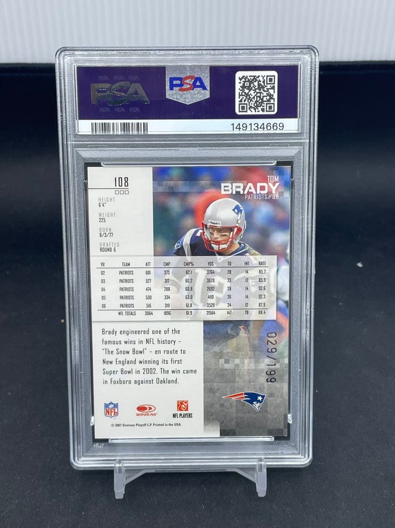 2007 LEAF ROOKIES & STARS - SILVER - T. BRADY - #108 - #'D/199 - PSA 8