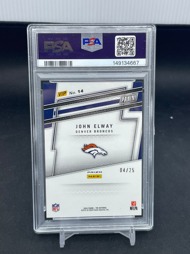 2024 PANINI NSCC VIP GOLD - RED WHITE BLUE - J. ELWAY - #14 - #'D/25 - PSA 9