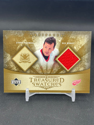 2005 UPPER DECK ARTIFACTS - TREASURED SWATCHES - S. YZERMAN - #TS-SY - #'D/275 - RELIC