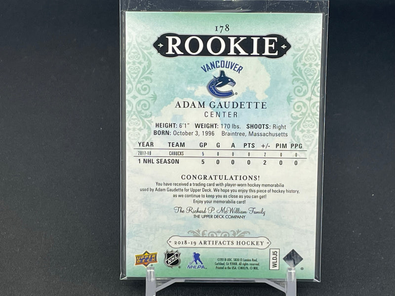 2018 UPPER DECK ARTIFACTS - ROOKIE - A. GAUDETTE - #178 - #'D/499 - DUAL RELIC - RC