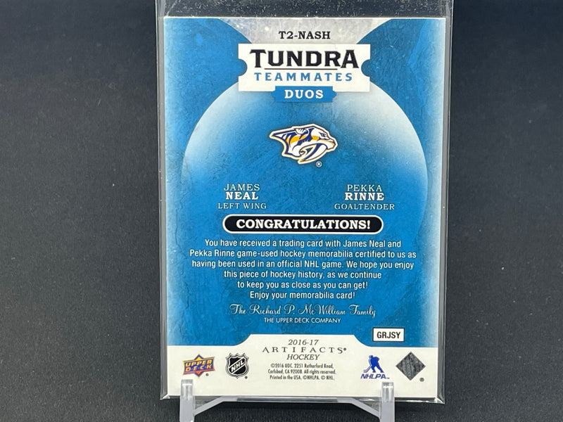 2016 UPPER DECK ARTIFACTS - TUNDRA TEAMMATES DUOS - J. NEAL / P. RINNE - #T2-NASH - #'D/199 - DUAL RELIC
