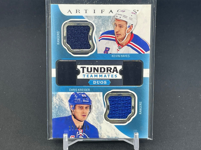 2016 UPPER DECK ARTIFACTS - TUNDRA TEAMMATES DUOS - K. HAYES / C. KREIDER - #T2NYR - #'D/199 - DUAL RELIC