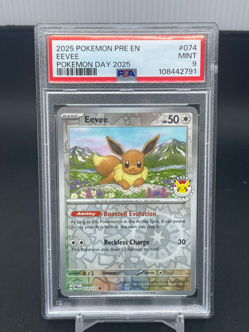 POKEMON - POKEMON DAY 2025 - EEVEE - SPECIAL REVERSE HOLO - #074 - PSA 9 (108442791)