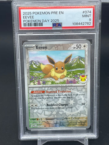 POKEMON - POKEMON DAY 2025 - EEVEE - SPECIAL REVERSE HOLO - #074 - PSA 9 (108442782)