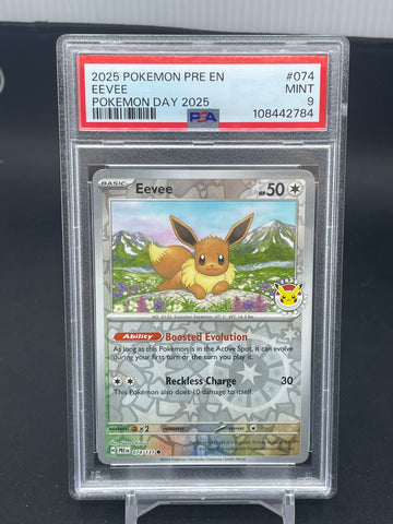 POKEMON - POKEMON DAY 2025 - EEVEE - SPECIAL REVERSE HOLO - #074 - PSA 9 (108442784)