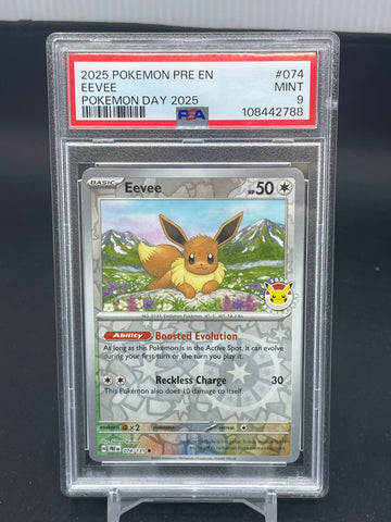 POKEMON - POKEMON DAY 2025 - EEVEE - SPECIAL REVERSE HOLO - #074 - PSA 9 (108442788)