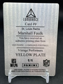 2020 PANINI LUMINANCE - PRINTING PLATE - YELLOW PLATE - VINTAGE PERFORMERS - M. FAULK - #3 - #1/1