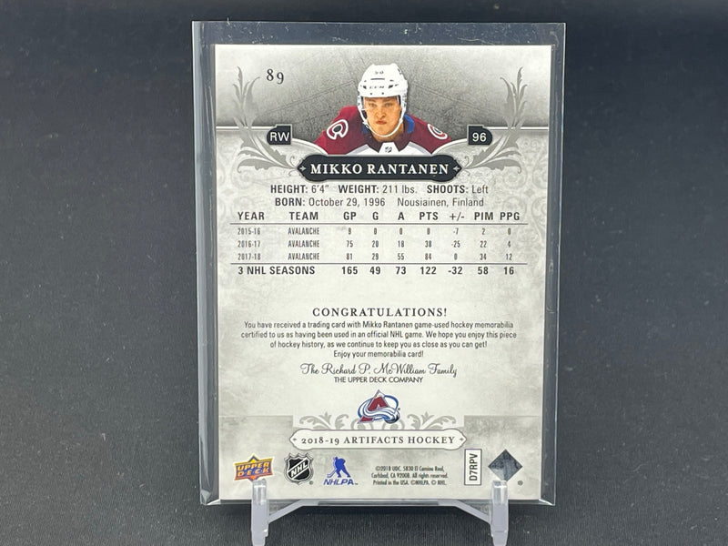 2018 UPPER DECK ARTIFACTS - M. RANTANEN - #89 - #'D/165 - DUAL RELIC