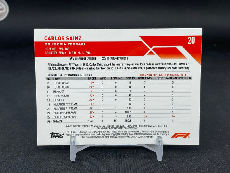 2023 TOPPS CHROME F1 - MINI DIAMOND REFRACTOR - C. SAINZ - #20 - #'D/299