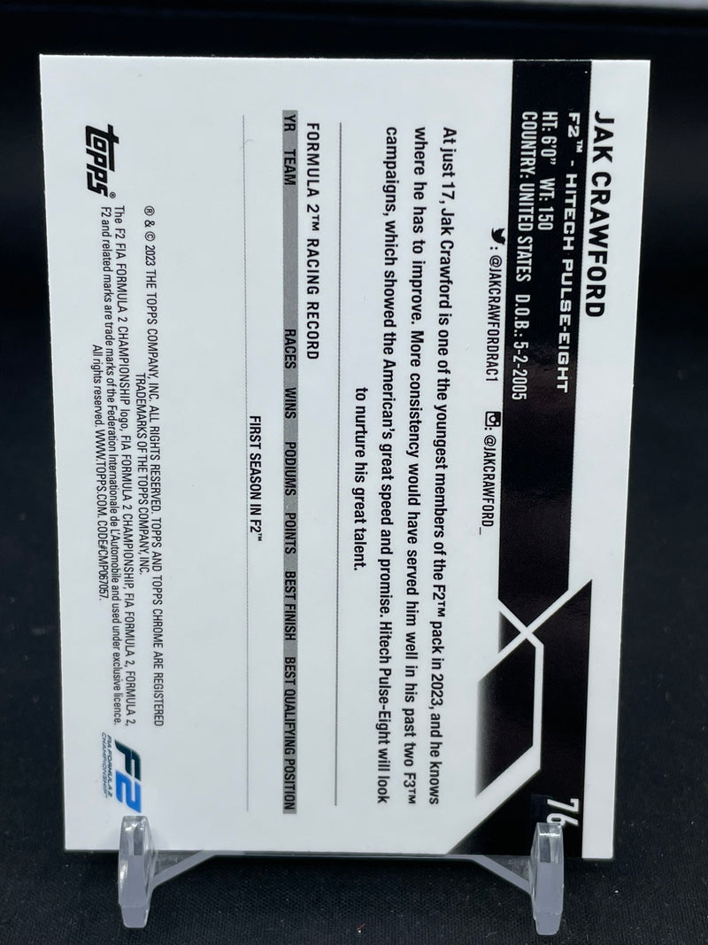 2023 TOPPS CHROME F1 - PURPLE REFRACTOR - FUTURE STARS - J. CRAWFORD - #76 - #'D/399