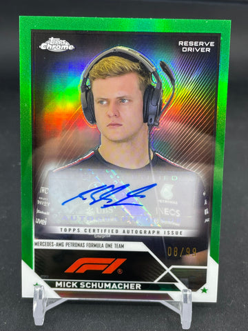 2023 TOPPS CHROME F1 - GREEN REFRACTOR - M. SCHUMACHER - #CAC-MS - #'D/99 - AUTOGRAPH