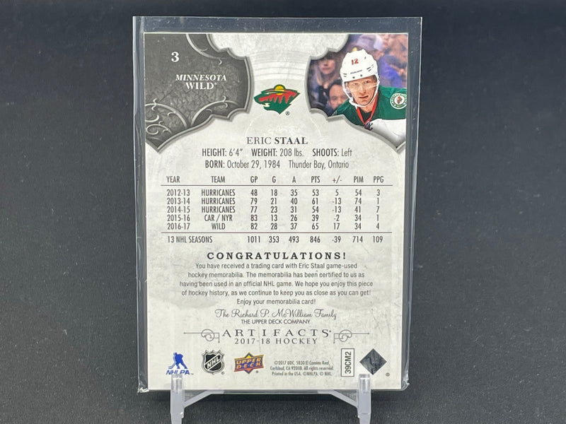 2017 UPPER DECK ARTIFACTS - E. STAAL - #3 - #'D/165 - DUAL RELIC