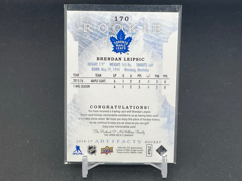 2016 UPPER DECK ARTIFACTS - ROOKIE - B. LEIPSIC - #170 - #'D/399 - DUAL RELIC - RC