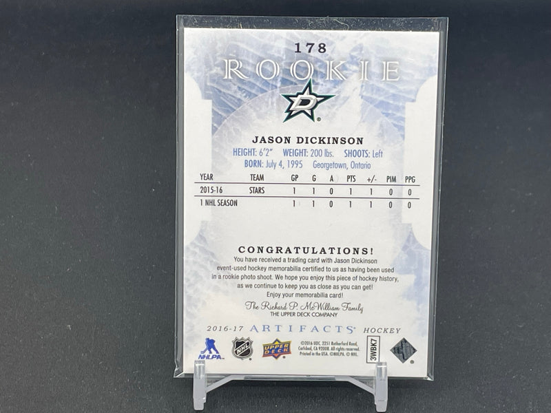 2016 UPPER DECK ARTIFACTS - ROOKIE - J. DICKINSON - #178 - #'D/399 - DUAL RELIC - RC