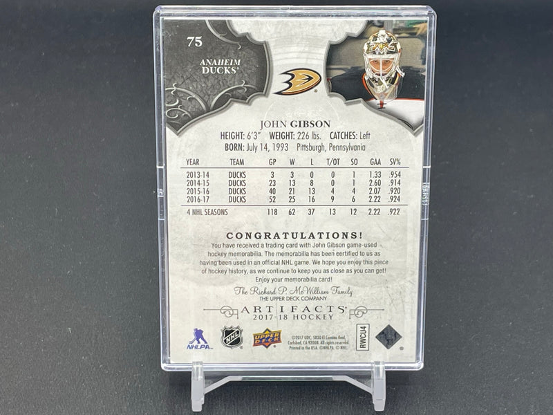 2017 UPPER DECK ARTIFACTS - EMERALD - J. GIBSON - #75 - #'D/65 - DUAL RELIC