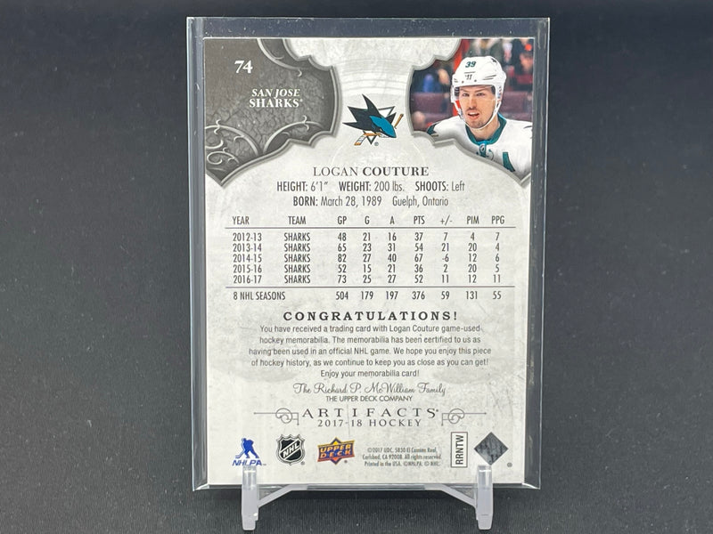 2017 UPPER DECK ARTIFACTS - L. COUTURE - #74 - #'D/165 - DUAL RELIC