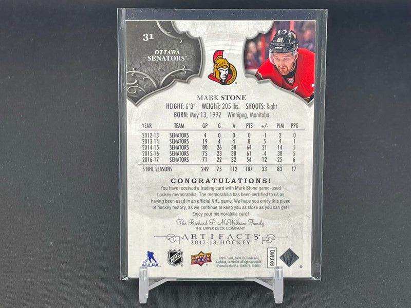 2017 UPPER DECK ARTIFACTS - M. STONE - #31 - #'D/165 - DUAL RELIC