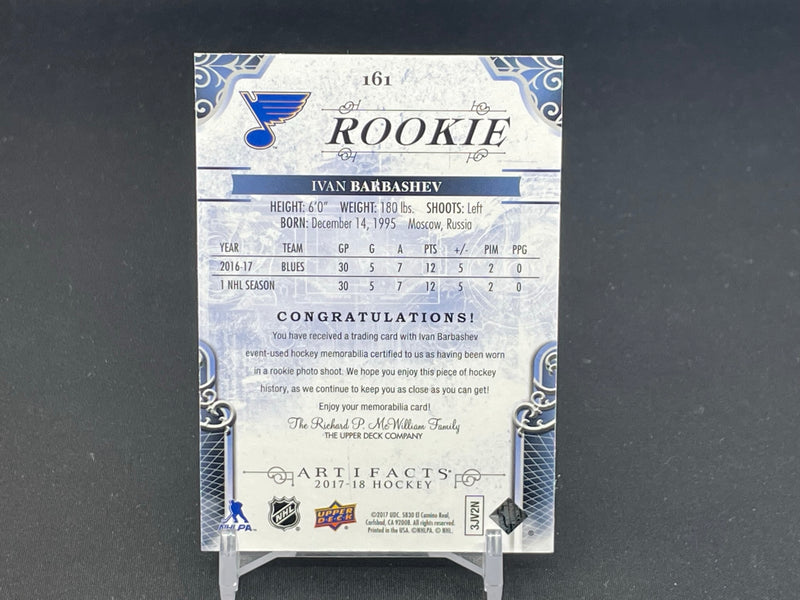 2017 UPPER DECK ARTIFACTS - ROOKIE - I. BARBASHEV - #161 - #'D/499 - DUAL RELIC - RC