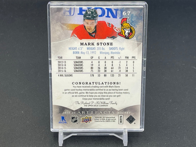 2016 UPPER DECK ARTIFACTS - EMERALD - M. STONE - #67 - #'D/75 - DUAL RELIC