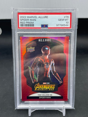 2022 UPPER DECK MARVEL ALLURE - RED PRISM - SPIDER-MAN - #76 - PSA 10