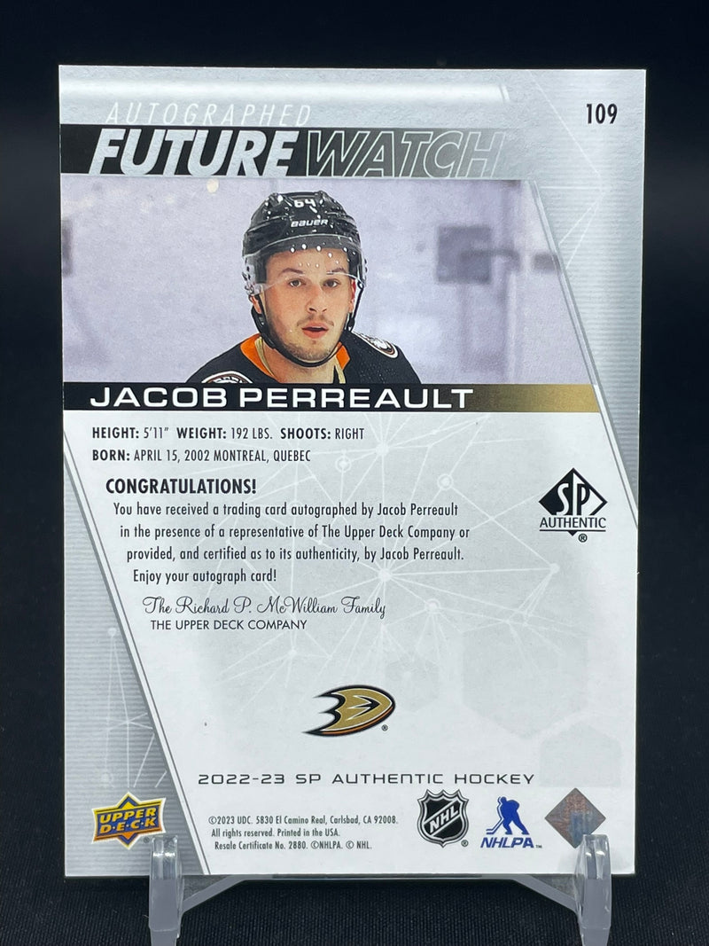 2022 UPPER DECK SP AUTHENTIC - INSCRIBED FUTURE WATCH AUTO - J. PERREAULT - #109 - #'D/999 - AUTOGRAPH - RC