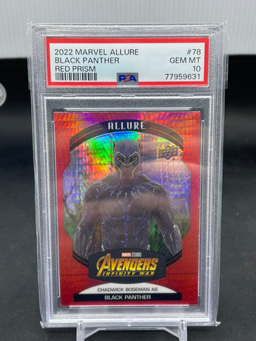 2022 UPPER DECK MARVEL ALLURE - RED PRISM - BLACK PANTHER - #78 - PSA 10