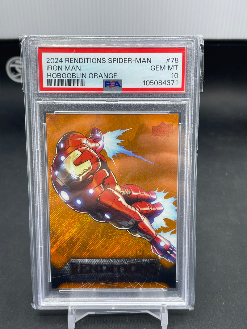 2024 UPPER DECK RENDITIONS SPIDER-MAN - HOBGOBLIN ORANGE - IRON MAN - #78 - #'D/299 - PSA 10
