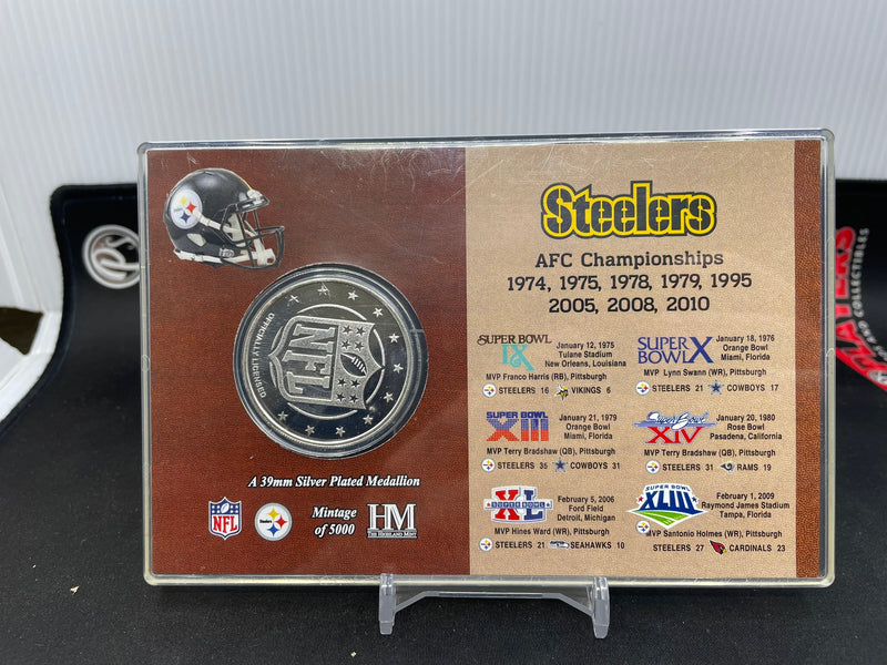 NFL HIGHLAND MINT STEELERS SILVER PLATED MEDALLION MINTAGE OF 5000