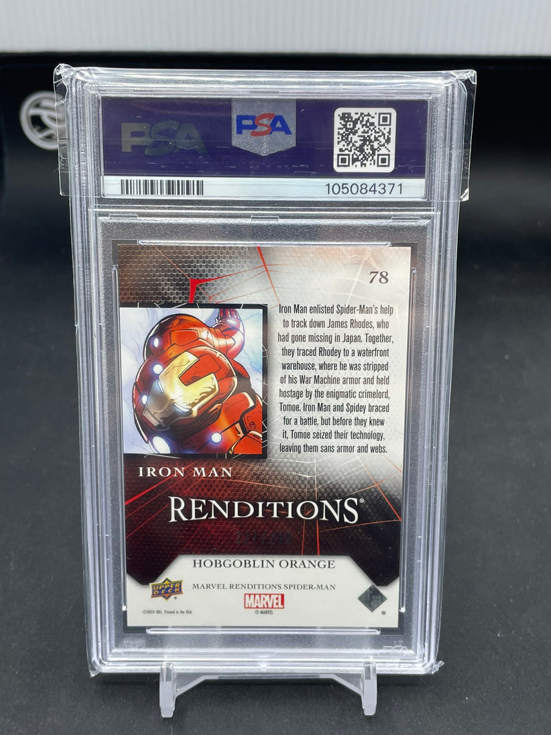 2024 UPPER DECK RENDITIONS SPIDER-MAN - HOBGOBLIN ORANGE - IRON MAN - #78 - #'D/299 - PSA 10