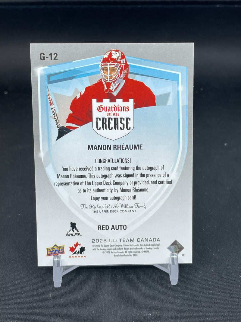 2026 UPPER DECK TEAM CANADA - RED AUTO - GUARDIANS OF THE CREASE - M. RHEAUME -