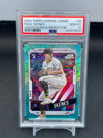 2024 TOPPS CHROME COSMIC - AQUA EQUINOX REFRACTOR - P. SKENES - #30 - #'D/199 - PSA 10 - RC