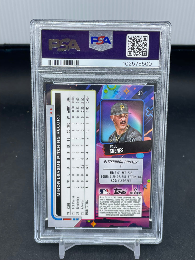 2024 TOPPS CHROME COSMIC - AQUA EQUINOX REFRACTOR - P. SKENES - #30 - #'D/199 - PSA 10 - RC