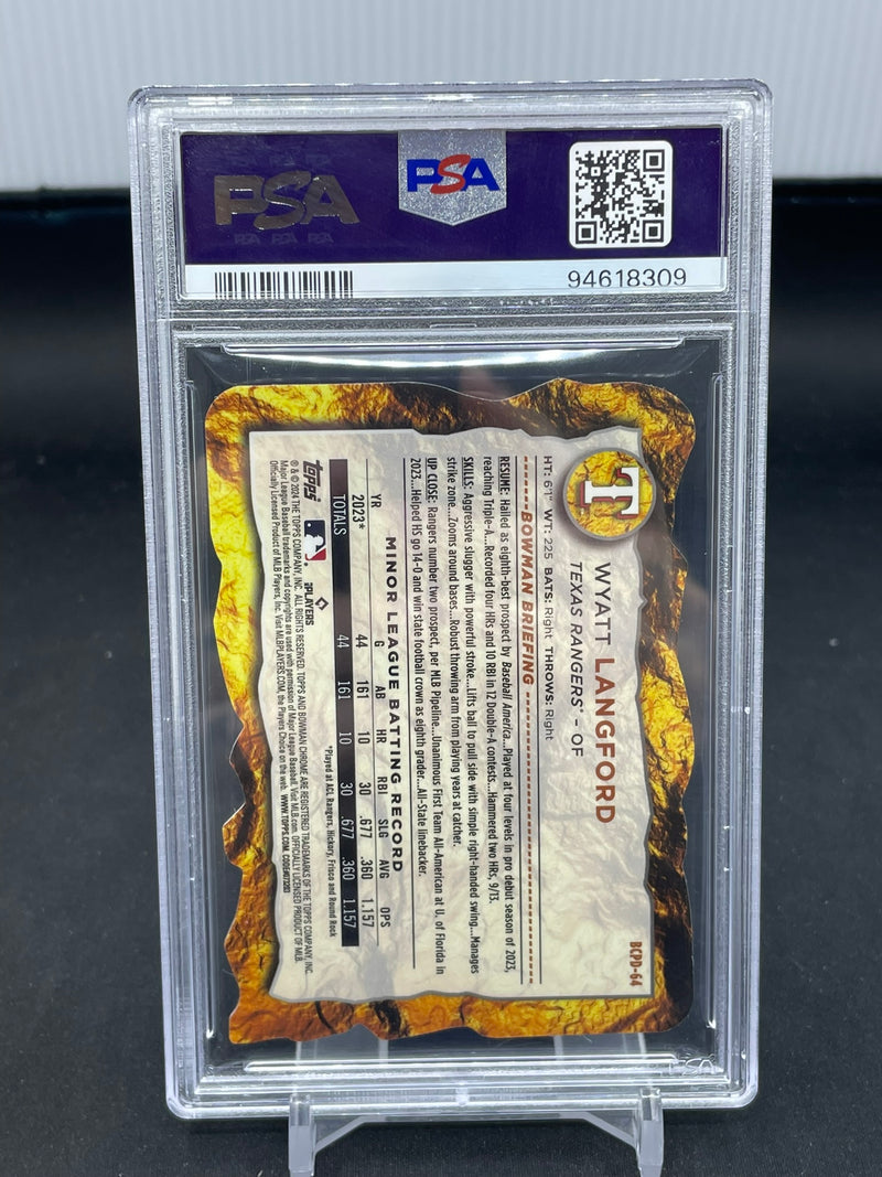 2024 TOPPS BOWMAN - CHROME PROSPECTS - SPECIAL DIE-CUT - W. LANGFORD - #BCPD64 - #'D/49 - PSA 9